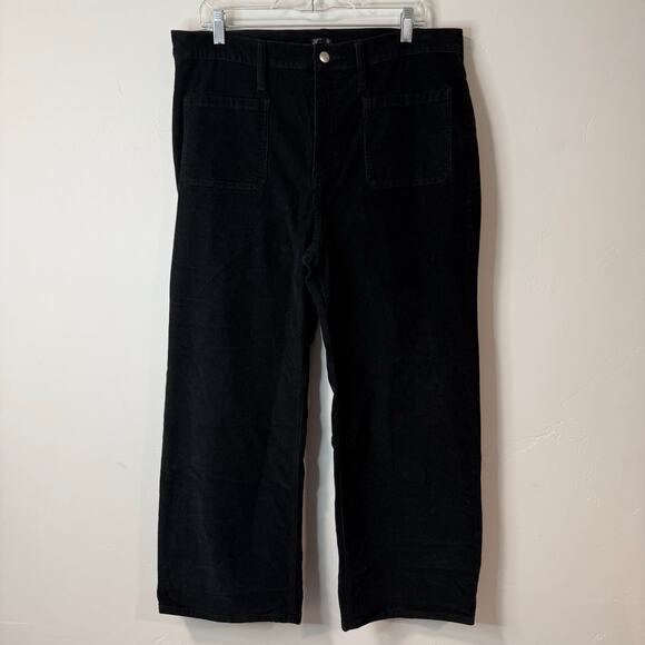 J.CREW Women's Sailor Slim Wide Pant Stretch Corduroy Ankle Black 32 High Rise - Picture 2 of 9